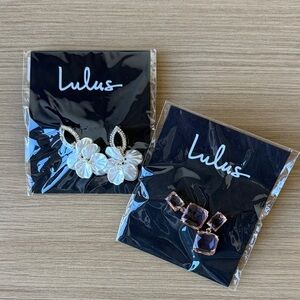2 Lulus Earrings Set with Floral and Geometric Designs
